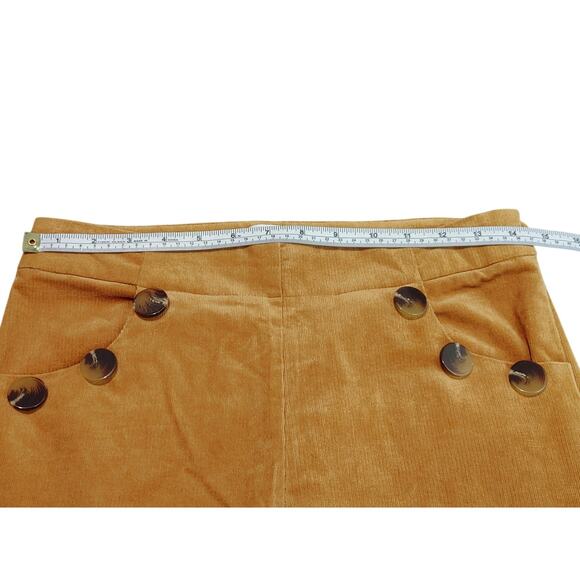 TCEC Corduroy Pants Flared Button Detail Elastic Waist Pull On Brown Womens M - Picture 5 of 7